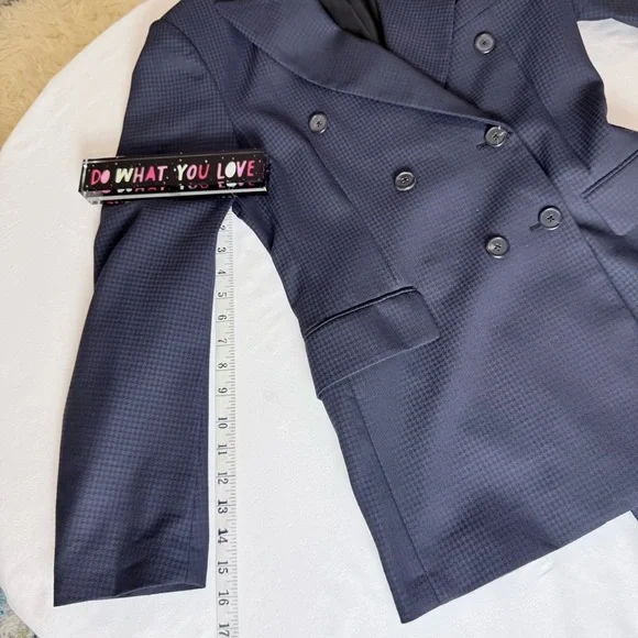 Matthew Adams Dolan Virgin Wool Gingham Blazer/Navy/Black/Small - Picture 9 of 16